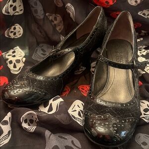 Franco Sorto Black Mary Jane Women's Shoes with kitten heels